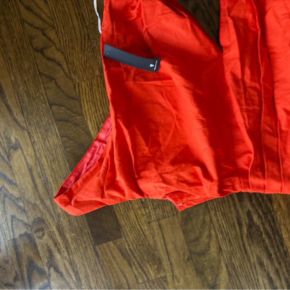 NWT Lulu's Cotton Sunny Persuasion Red Linen Cutout One-Shoulder Midi Dress XL - Picture 8 of 16